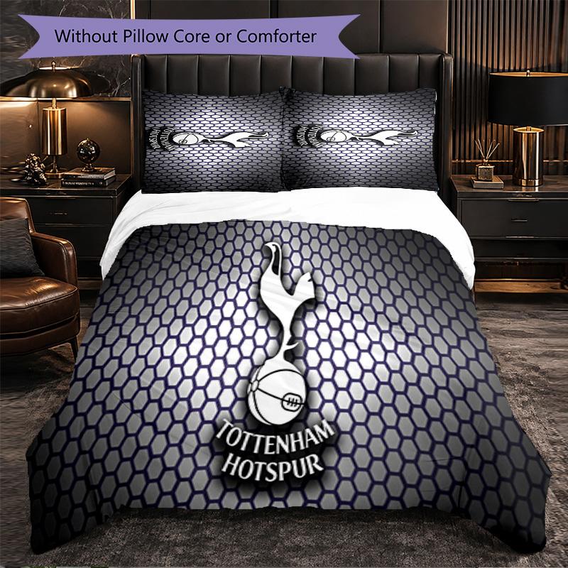 Tottenham Hotspur 3 Piece Bedding Set Soft Duvet Cover Set with Pillowcases Printed Bedroom Decor Set for Home