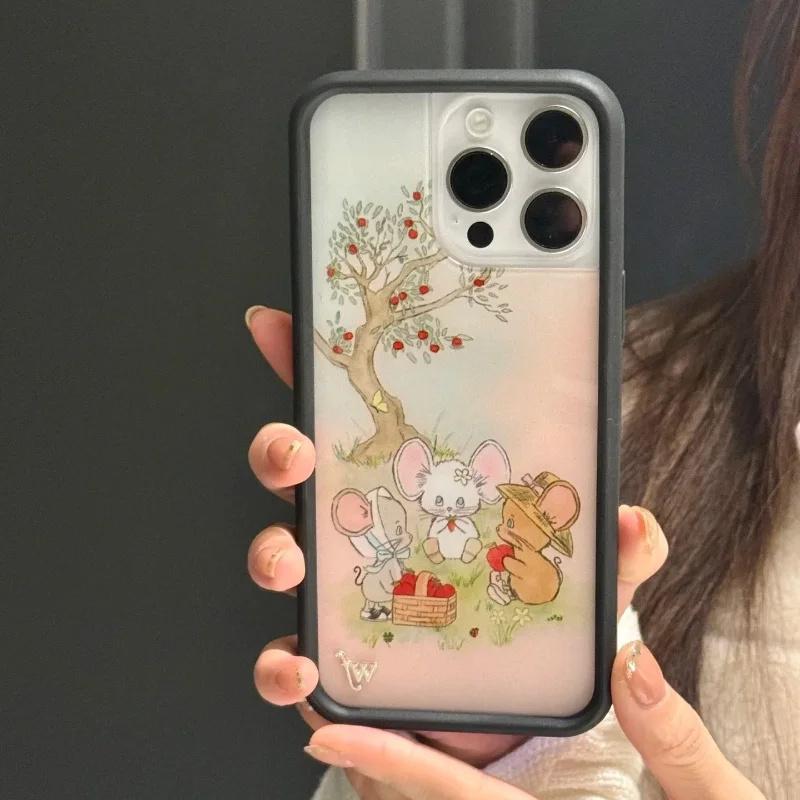 Чехол для телефона Wildflower 3D Mice Friends wf Защита от падений для iPhone 16 15 14 13 12 Pro Max Plus 16pro WF Красная Мечта Звезда Мультяшная Обложка