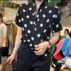 Summer New Simple and Comfortable Polka Dot Short Sleeve T-Shirt Casual Pullover Polo Shirt for Women