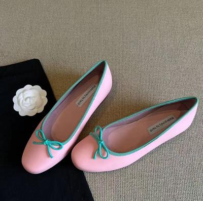 Балетки с французским бантом, серебристые, женские, 2025, новые туфли на одной педали, с круглым носком, с легким ртом, на плоской подошве, одинарные женские туфли