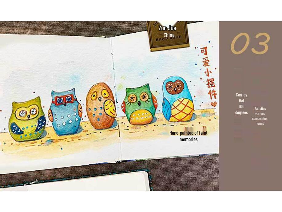 Zun Jue Хлопковая акварельная книга 100%, Ткань 300 г/м², Квадратный Bullet Journal с несколькими вариантами обложки