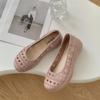 Летние новые открытые балетки модные повседневные однотонные туфли без застежек с открытым носком на плоской подошве для женщин