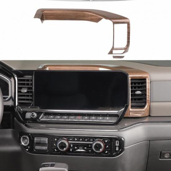 Wood Grain Center Dash Navigation Panel Cover Trim For Chevy Silverado -