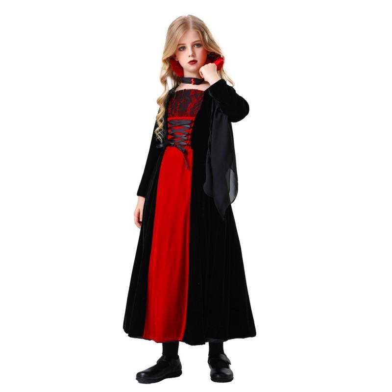 Girls Halloween Cosplay Queen Devil Dress Set Kids Party Role Play Costume 120-150