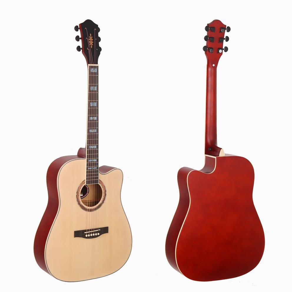 40-41 Inch Solid Wood Acoustic Guitar with Matte Finish and Low String Action