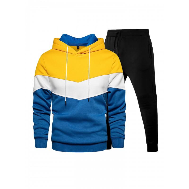 2026 Mens Tracksuit Fashion Casual Hooded Sweatshirt Pants 2-Piece Set