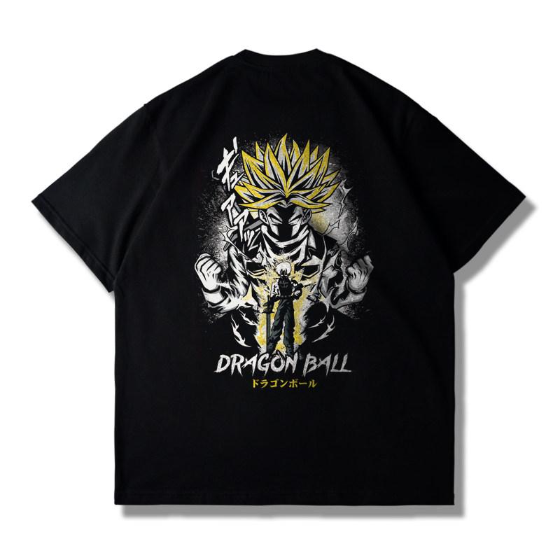 Dragon Ball Saiyan Tshirt Summer Loose Mens and Womens Short Sleeved Tshirt Wukong Beijita Tranx Trendy Top