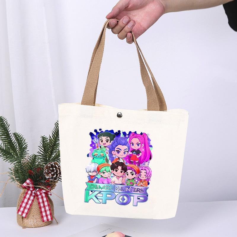 K-Pop Anime Cartoon Printed Student Large Capacity Portable Shoulder Bag Casual Canvas Bag