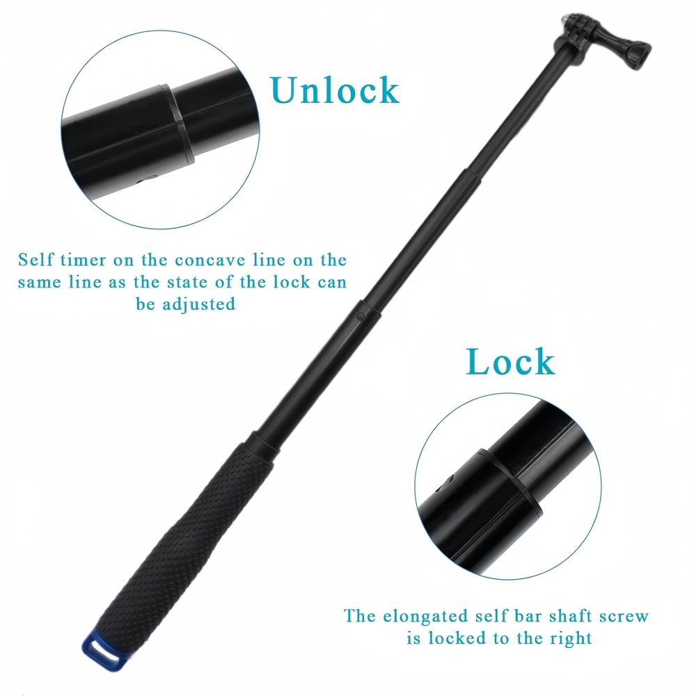 Extendable Pole Mini Selfie Stick Waterproof Monopod Blue For GoPro Hero 13 11 10 9 Dji Action 6 5Pro 4 Insta360 X5 Camera 7