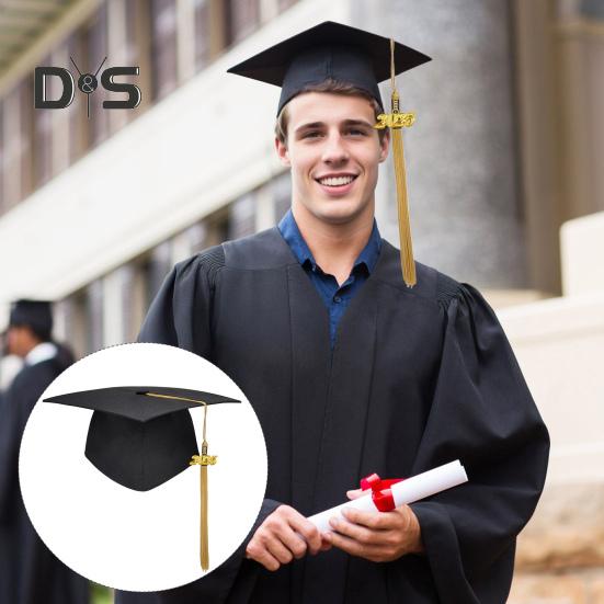 Кепка для выпускников для взрослых, кепка бакалавра, регулируемый размер, эластичный ремешок, плоский верх, эластичный ремешок, кепка с кисточками, штамп 2025 г.