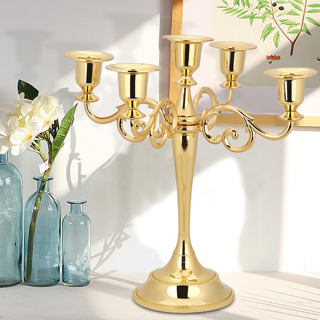 5 Arms Vintage Candlestick Metal Crafts Candle Holder Stand Wedding Party Home Decor
