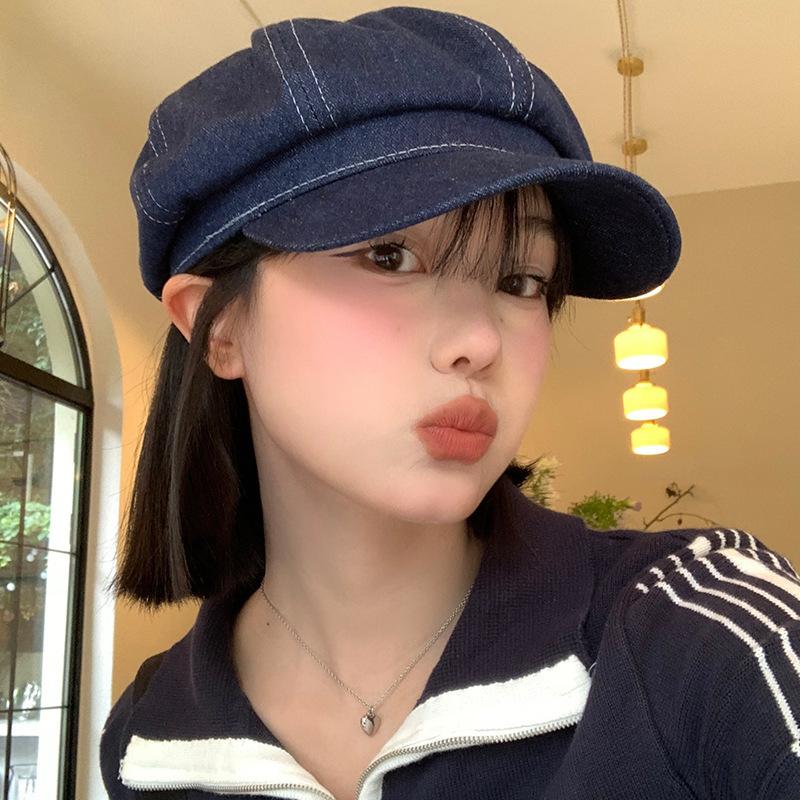 Ковбойский берет женский осенне-зимний ретро универсальный большой окружности головы восьмиугольная шляпа, подчеркивающая лицо, маленькая шляпа-облачко