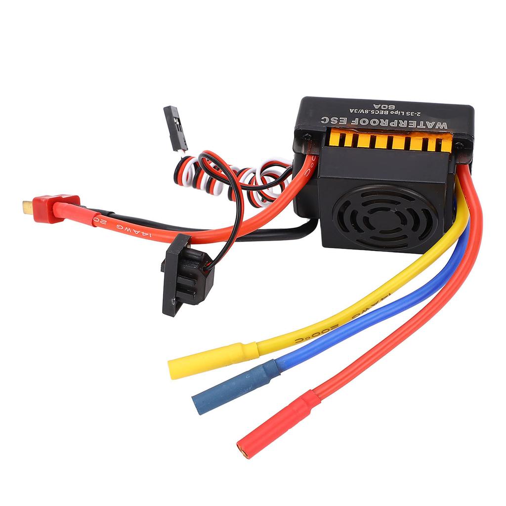 60A Brushless ESC with 5.8V 3A BEC Output Waterproof Electronic Speed Controller for 110 RC Car