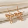 1 Pair Fashion Bow Dangle Earrings for Women Cubic Zirconia Jewelry Daily Wedding Party Accessories