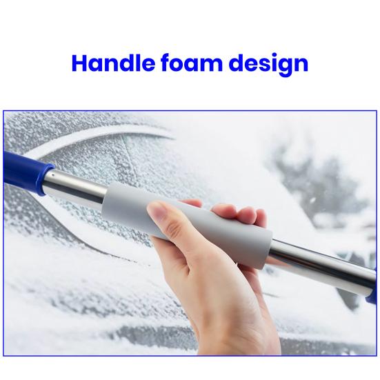 Car Snow Brush Ice Scraper Aluminum Alloy Long Handle EVA Sponge Grip Flexible Nylon Bristles Auto Windshield Snow Removal Broom Ice Shovel Tool