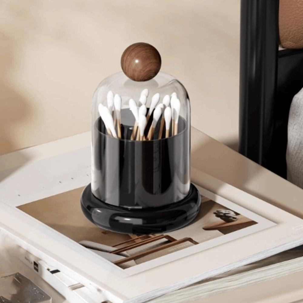 Plastic Dental Floss Case Clear Dome Lid Toothpick Storage Box Cotton Swab Jar Living Room