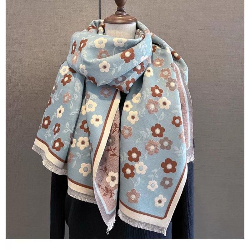 Scarf Women's Winter Flowers Soft Thickened Warm Versatile Shawl Dual-purpose Academy Scarf