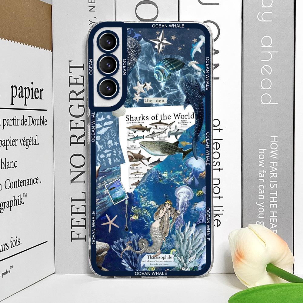 Чехол для телефона 'Плавающий китовый акула в океане' для Samsung Galaxy S25 S24 S21 FE S22 Plus S23 Ultra 5G Мягкие прозрачные чехлы Эстетичные Fundas