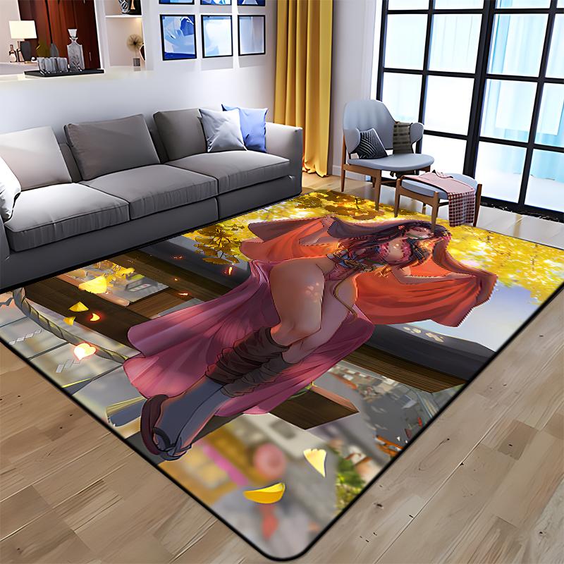 Demon Slayer Art Print Floor Mat Living Room Game Room Carpet Camping Picnic Mat Doormat Floor Mats Anime Room Decor Area Rug