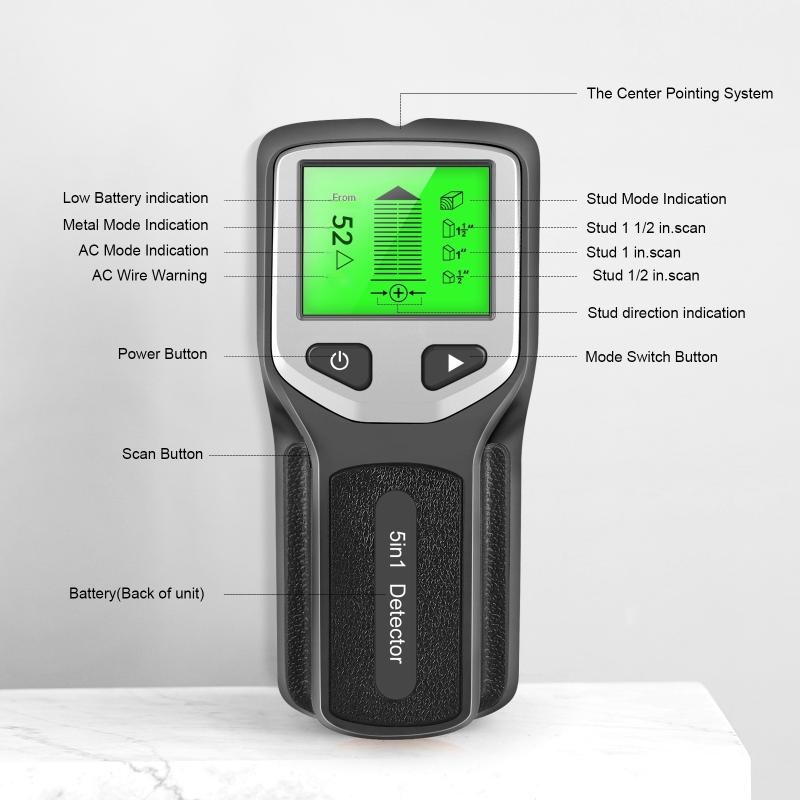 Metal Detector Wall Scanner 5 in 1 Deep Sensing Stud Finder for Home Improvement Renovation Projects
