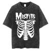 Washed Vintage Hardcore Punk Band Misfits Tshirt Horror Skeleton Graphic T-shirt Men Women's Fashion  Oversized T Shirts