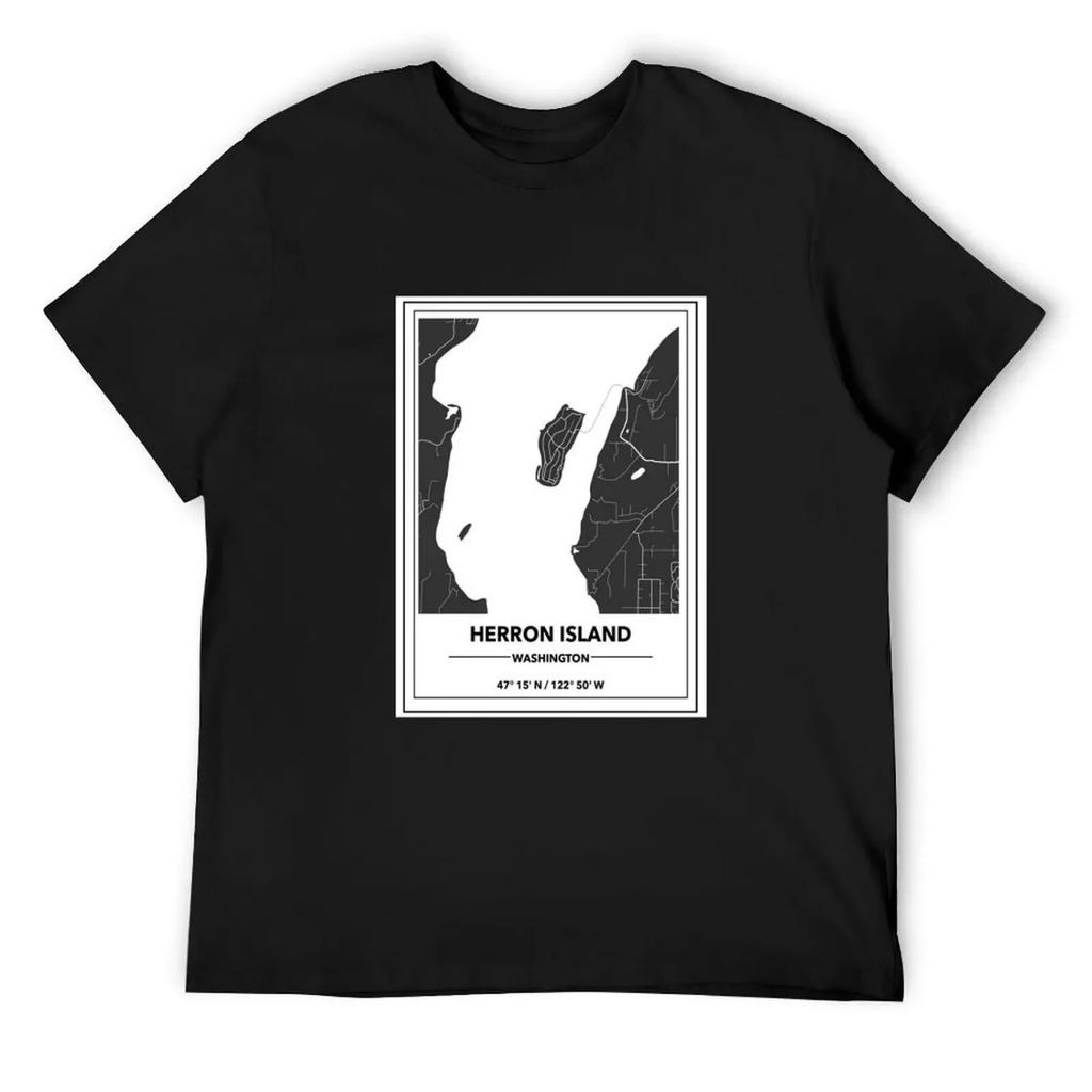 Herron Island Washington Map Футболка футболки хлопок графические футболки синий архив приталенные футболки для мужчин
