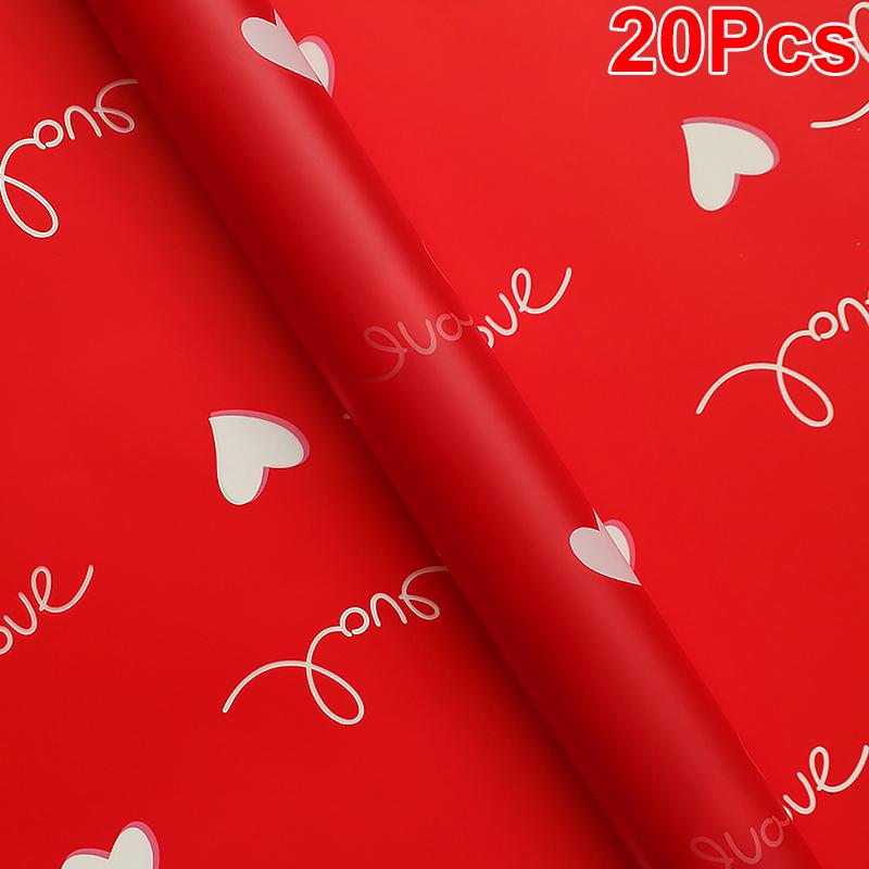 20 шт. упаковочный материал для букетов 57x57 см. Цветочная упаковка ко Дню святого Валентина. Сделай сам. Упаковка для подарков с принтом «Любовь». Цветочная упаковочная бумага.