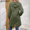 BITCED Осенне-зимний водоотталкивающий тренч с капюшоном, женское повседневное длинное пальто свободного кроя, больших размеров, верхняя одежда для улицы от дождя