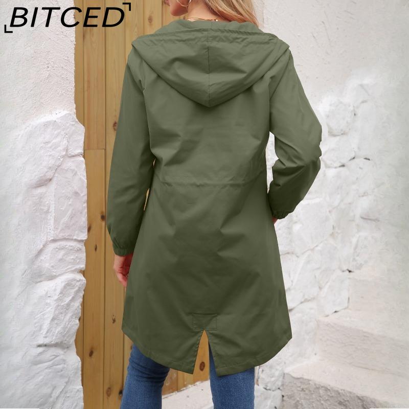 BITCED Осенне-зимний водоотталкивающий тренч с капюшоном, женское повседневное длинное пальто свободного кроя, больших размеров, верхняя одежда для улицы от дождя