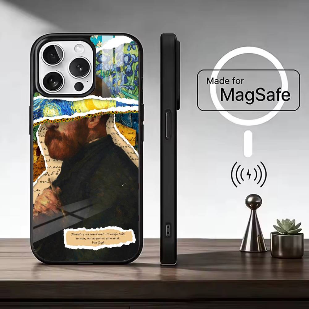 Чехол для телефона Van Gogh A-Art Эстетичный для iPhone 17, 16, 15, 14, 13, 12, 11 Plus, Pro Магнитный для Magsafe Беспроводной зарядки