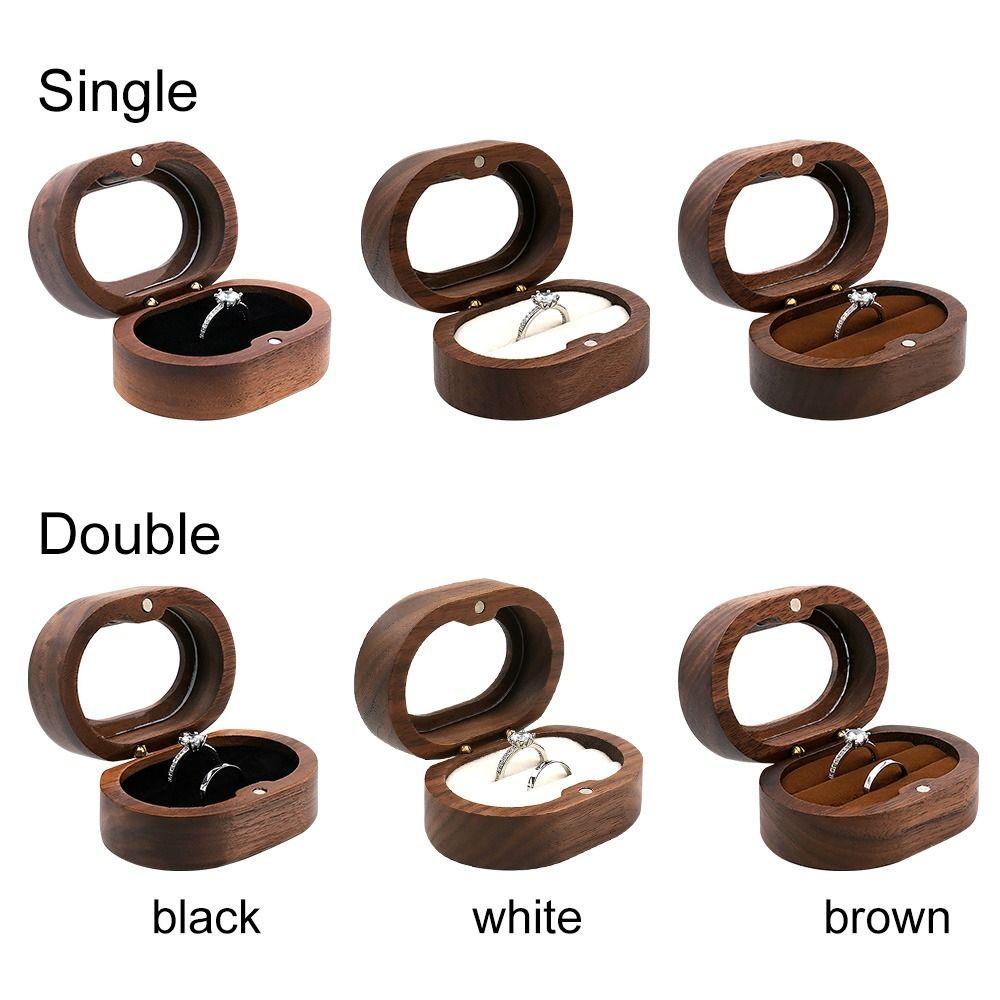 Подарок любви Ретро Деревянная Коробка для хранения колец Держатель для хранения Шкатулка для драгоценностей Коробка для демонстрации колец для влюбленных