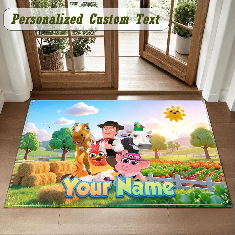 Crystal Velvet Square Rug Custom NameLa Granja de Zenón Pattern Non Slip Home Floor Decor Rug