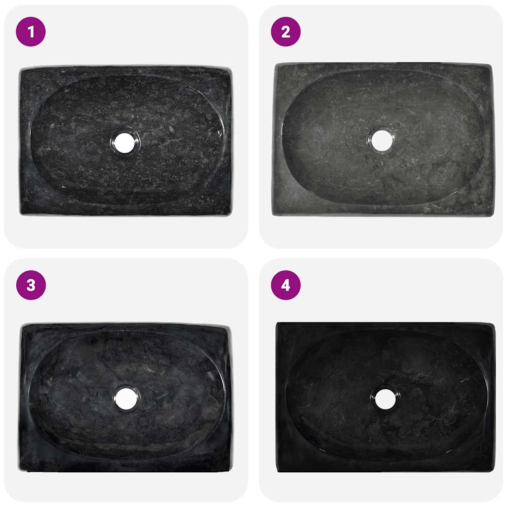Black Wash Basin 50 x 35 x 10 cm Marble