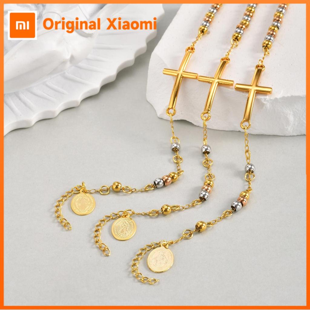 Xiaomi Браслет-розарий из нержавеющей стали Vnox с подвеской Девы Марии, Браслеты с бусинами и цепочкой, крестиком для женщин, Подарок-украшение для молитвы и веры