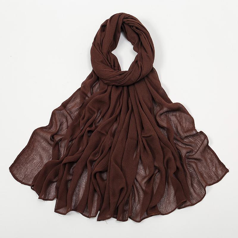 Новое поступление Жатый вискозный хиджаб Женский мусульманский шарф Шали Однотонный платок на голову Обертывания Большой размер Однотонный Исламский тюрбан Повязки на голову Фуляр