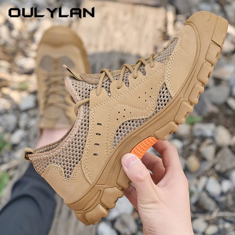 Oulylan Men Anti-Puncture Anti-Smash Labor Boots High-Quality Steel Toe Work Footwear Summer Breathable Anti-Slip Safety Shoes