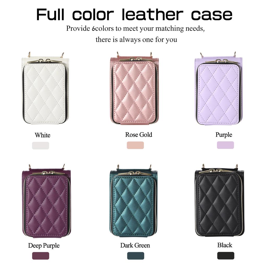 Crossbody Leather Zipper Cards Solt Wallet Case For Samsung Galaxy Z Flip 5 4 3 Z Fold 5 Fold4 Fold3 Metal Chain Lanyard Cover