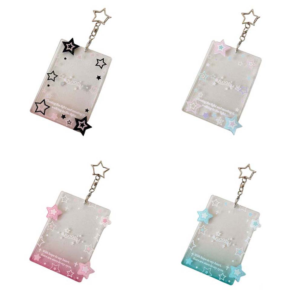 Transparent Star Student Card Cover With Keychain ID Card Holders Idol Card