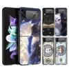 Пластиковый чехол для телефона с мультяшным рисунком для Samsung Galaxy Z Flip 7 6 5 4 Черная крышка для Galaxy Z Flip 3 Складной чехол Fundas Shell Funda Сумка