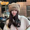 Korean Version Cute New Winter Teddy Bear Plush Ear Protection Knitted Hat Fashionable and Versatile Face Enhancing Small Woolen Hat