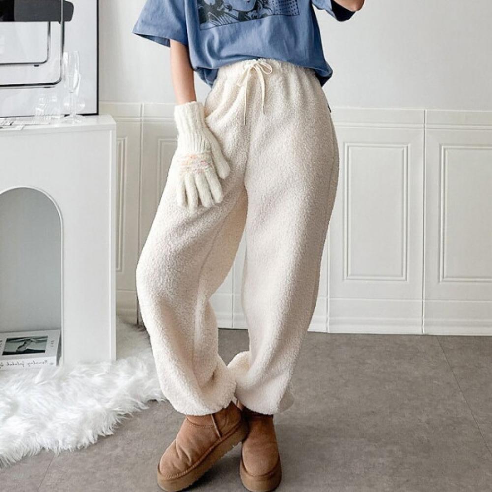 New Arrivals Open Run Women Winter Fleece Wide Pants Sky Blue