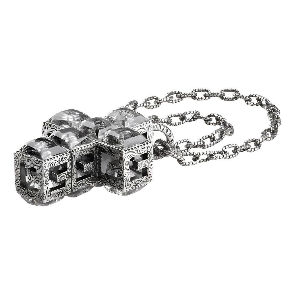 Gucci Серебряное ожерелье с подвеской-крестом, старинная отделка, женское, YBB550207001
