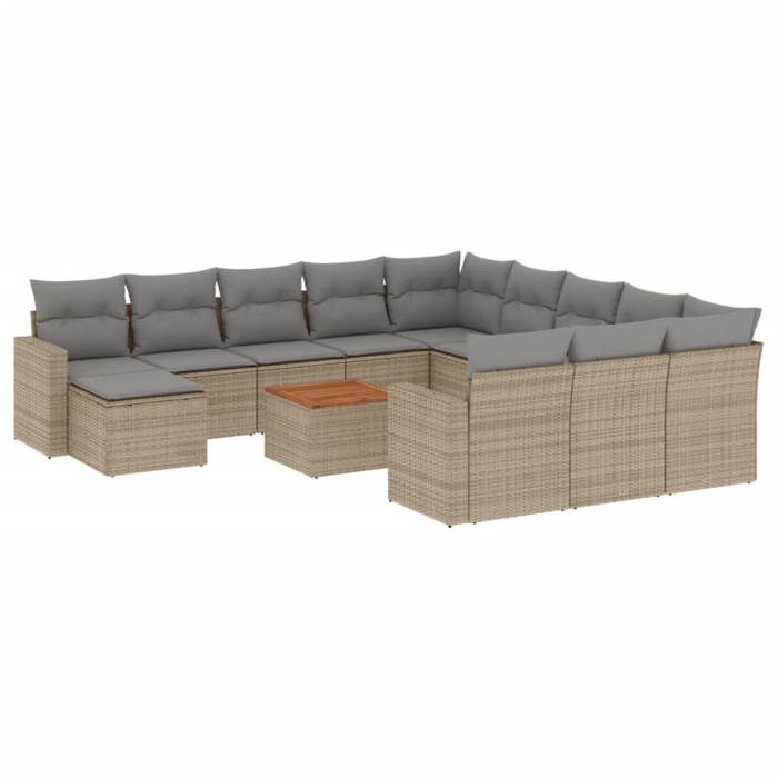VidaXL Salon de Jardin avec Coussins 13 pcs, Canapés de Terrasse, Ensemble de Meubles de Patio, Mobilier d'Extérieur, 3256759