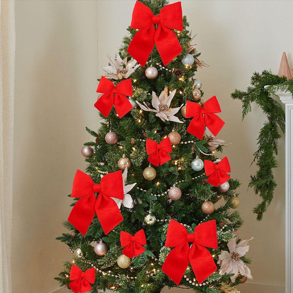 DIY Red  Christmas Bow Reusable Christmas Tree Decorations  Home Navidad New Year