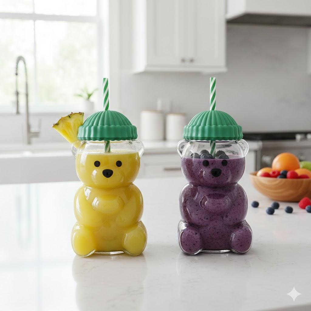 Bear shaped glass drink cup Tabletop ornament