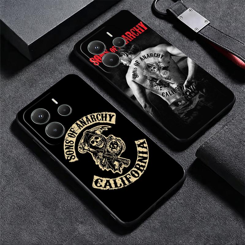 Мягкий чехол для телефона Sons Of Anarchy для Xiaomi Redmi Note 12 13 14 15 Pro Plus 11 12S 11S 11T 10 4G Черный чехол Задняя крышка
