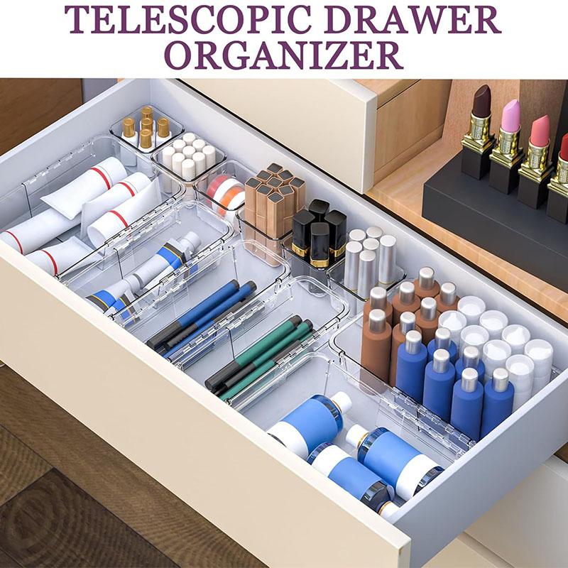 Прозрачный разделитель для ящика, коробка для хранения, свободно расширяемая и штабелируемая, настольная для организации мелочей, коробка с отсеками для хранения