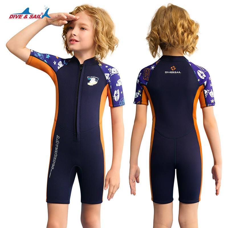 Kids 2.5mm Short Sleeve Wetsuit Snorkeling Swimming Surfing Warm Thermal Dive Suit Boys
