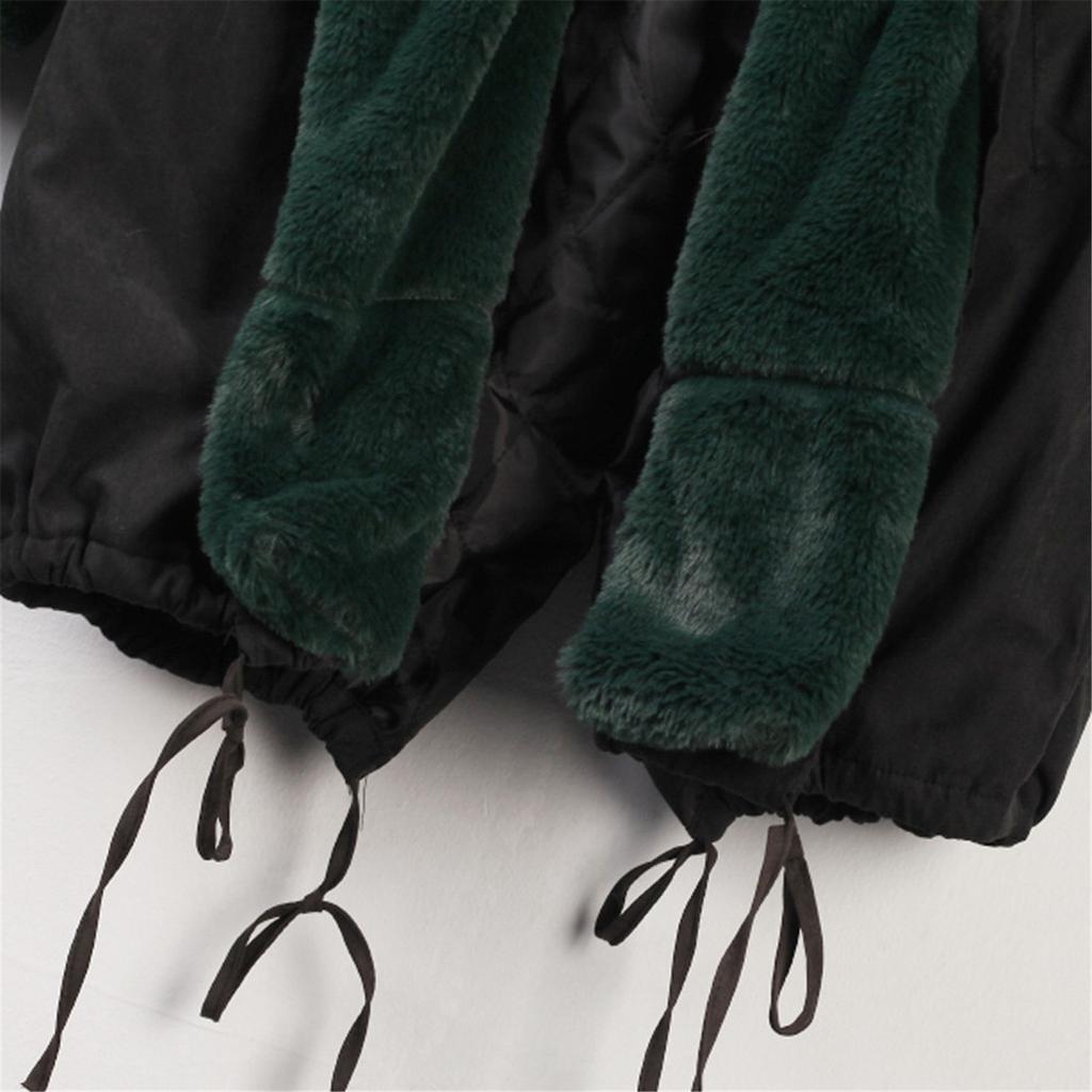Women's Faux-Fur Shaggy Winter Coat Long Sleeve Open Front Outwear Fishtail Hooded Jacket
