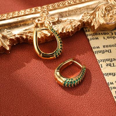 Серьги SUYU Zircon в минималистичном стиле Instagram с микроинкрустацией цирконами, геометрические серьги, женский подарок